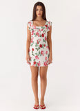Malina Mini Dress Ivory Bloom