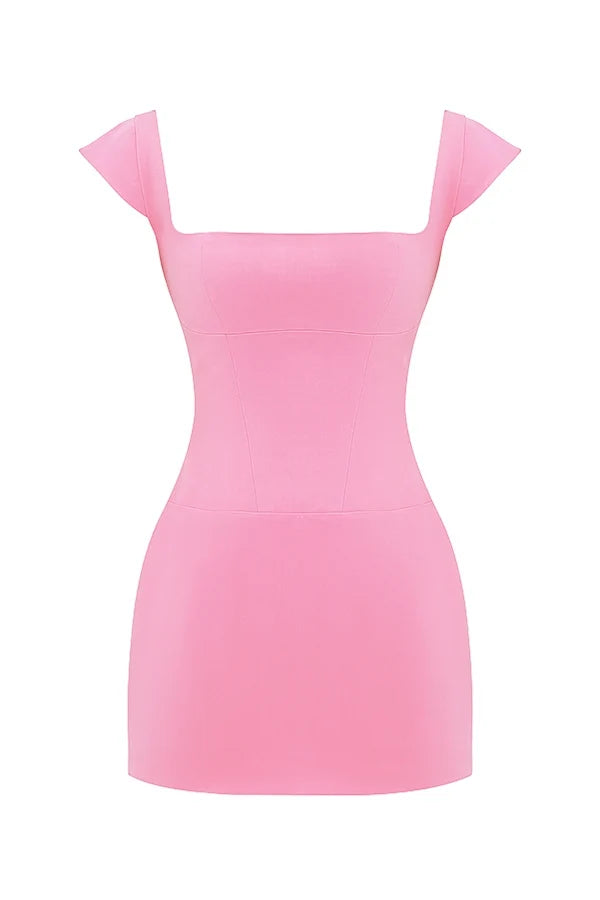 french pink corset mini dress
