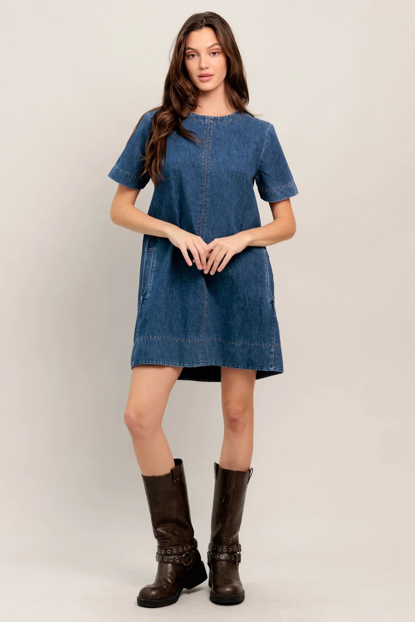 SIMPLY PUT TOGETHER DENIM MINI DRESS