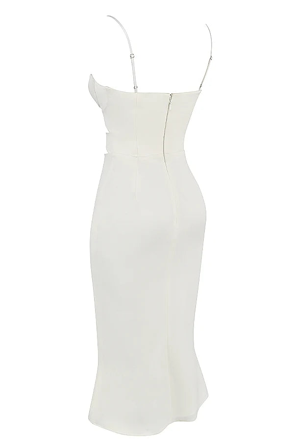 ivory satin cutout corset dress