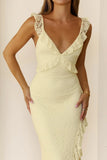 Enchanted By You Lace Midi Dress Yellow