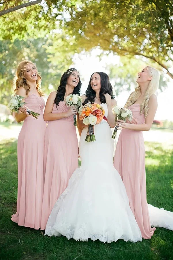 Cheap Sweetheart Orange Chiffon Long Bridesmaid Dresses Online