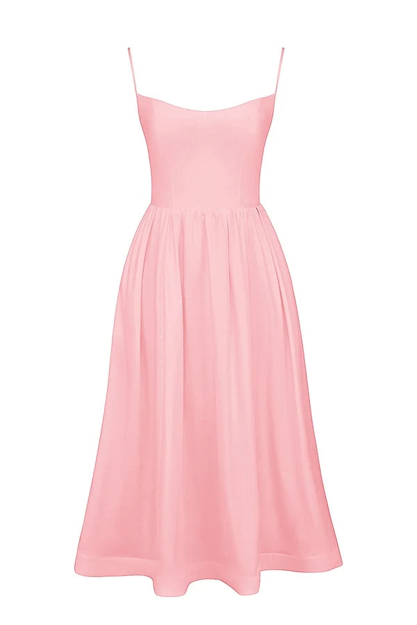 rose pink cotton corset sundress