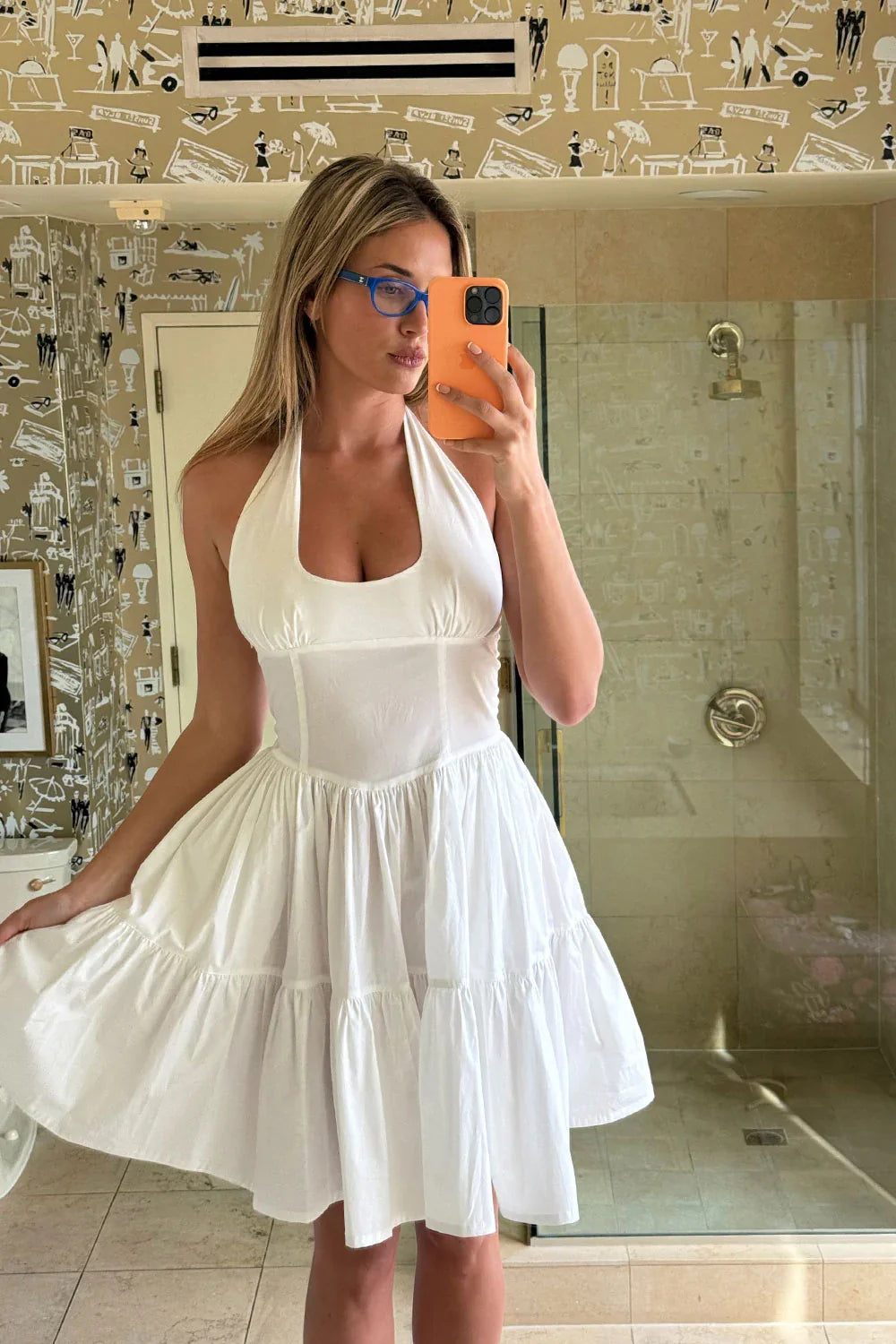 Tulsa Halter Midi Dress White