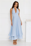 Opal Glow Halter Maxi Dress Blue