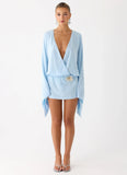 Junia Long Sleeve Mini Dress Pale Blue