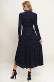 Size Small VELVET GALAXY CHARM MIDI DRESS NAVY FINAL SALE