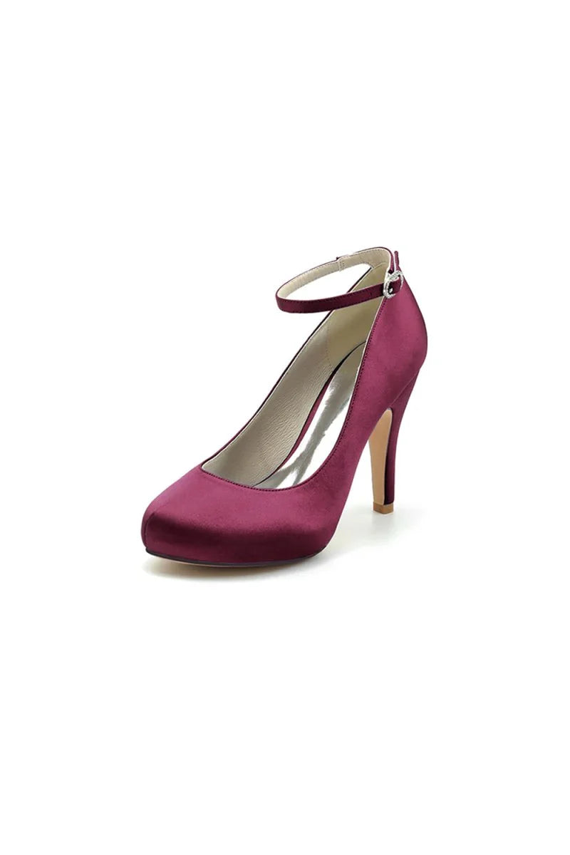 Burgundy High Heels with Transparent Heel