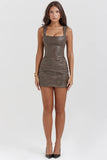 mocha corset mini dress
