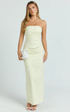 Jamie Maxi Dress Strapless Ruched Fitted Column Dress in Lemon