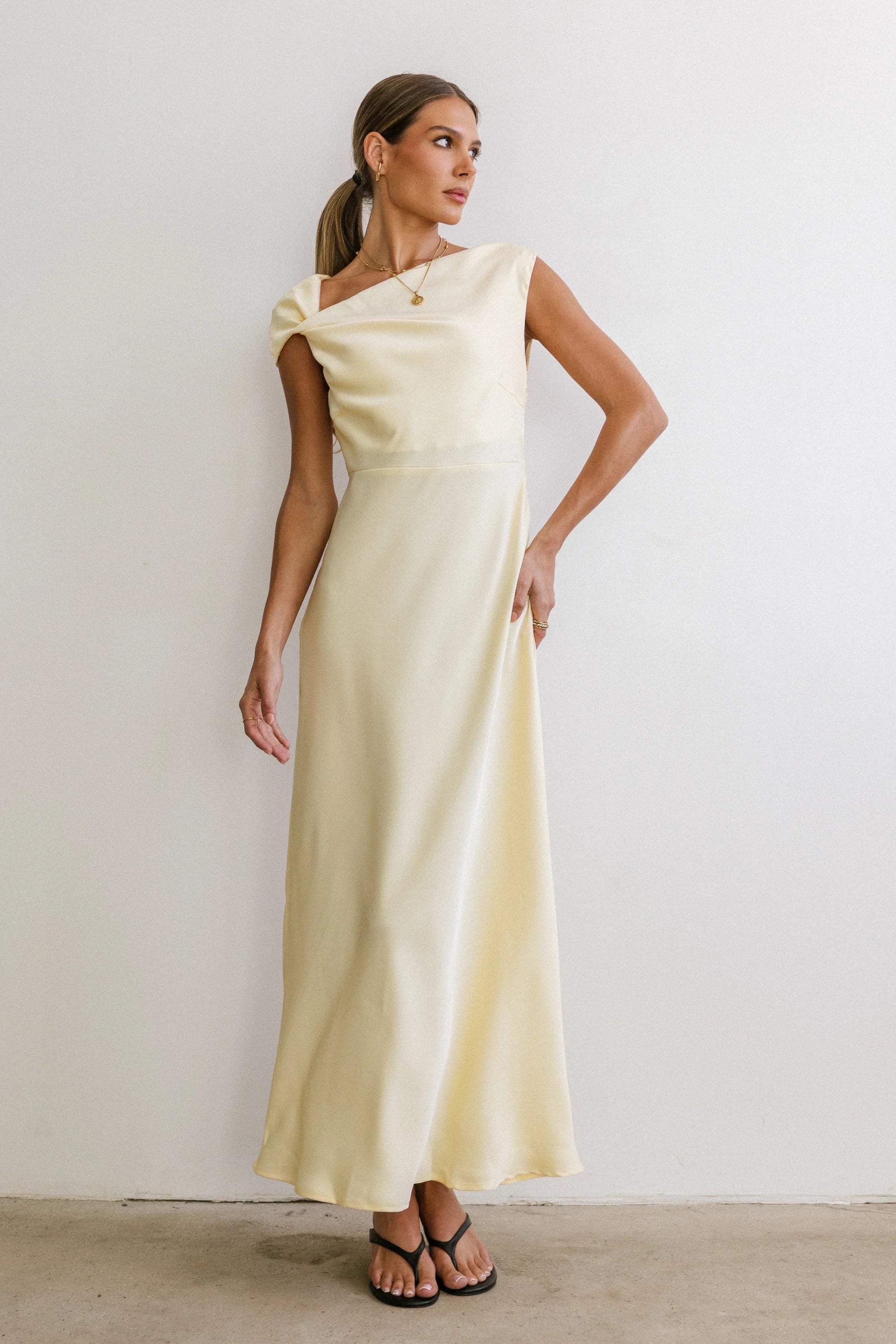 Rodney Asymmetrical Maxi Dress in Yellow