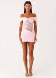 Either Way Off Shoulder Mini Dress Baby Pink