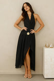 Driftwood Dream Halter Maxi Dress Black