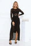 Flirtation Hour Lace Long Sleeve Maxi Dress Black