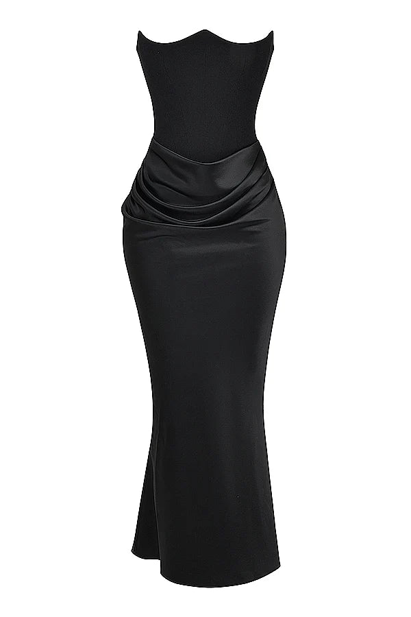 black strapless corset dress