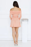 Magic In Motion Off Shoulder Mini Dress Peach