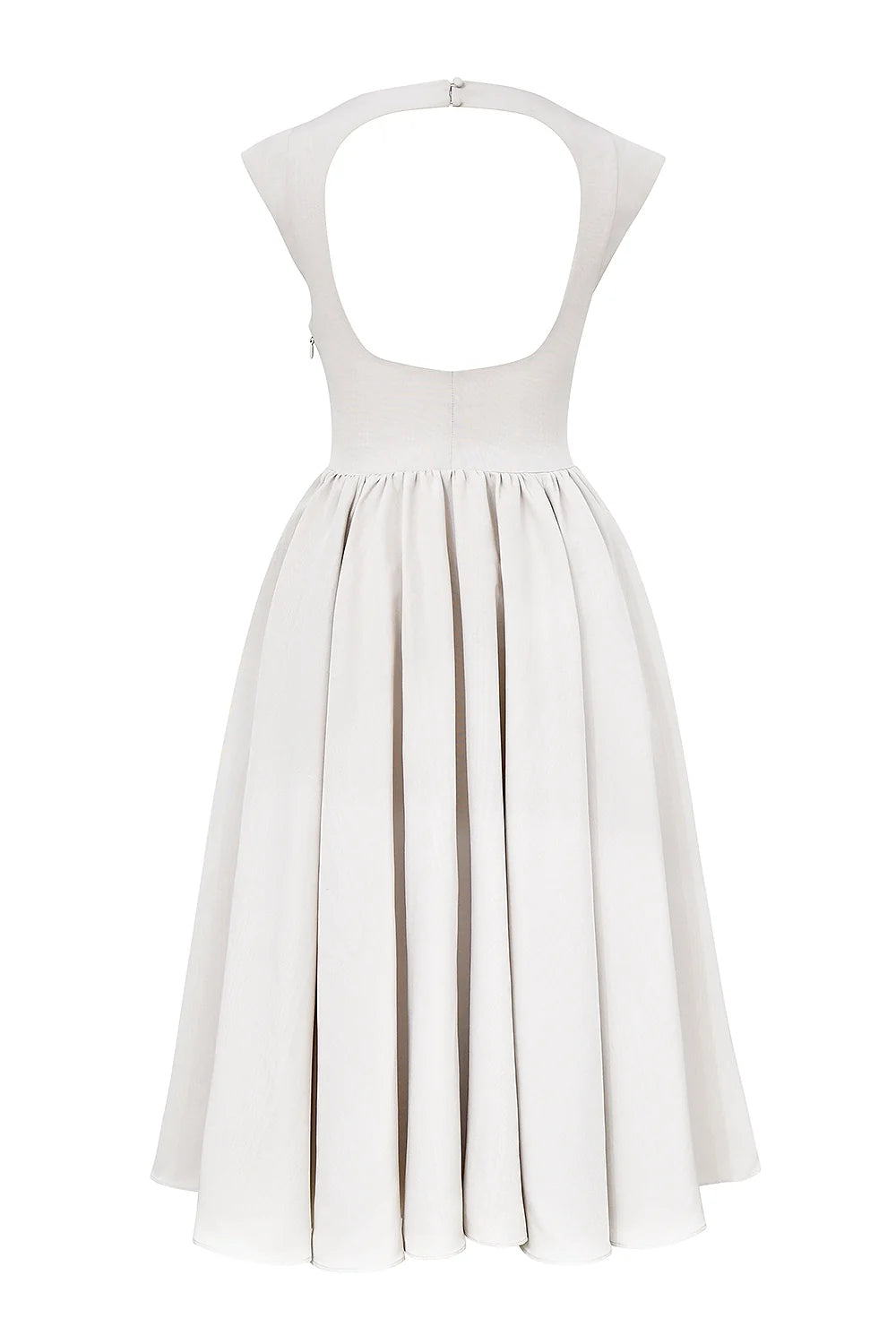 french dove moire satin backless midi dress