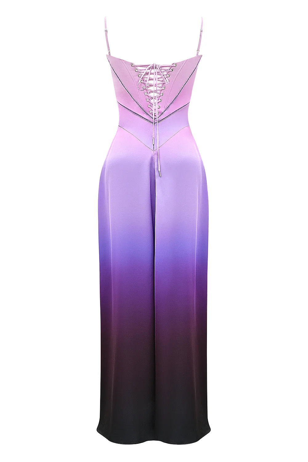 ombre print lace up maxi dress
