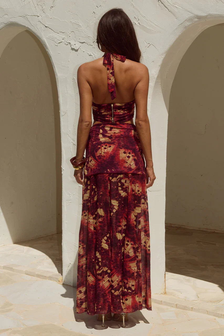 VALLETTA DEEP V HALTER TOP ELIANA RED
