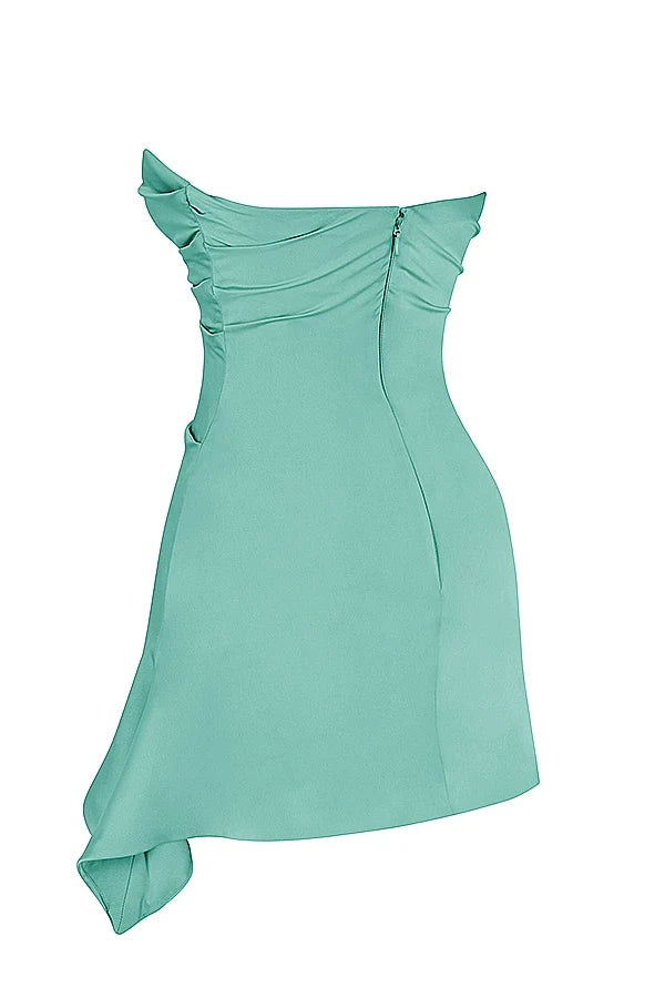 jade draped strapless corset dress