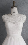 Ball Gown Cap Sleeve Lace Satin Dress With Beading Appliques Illusion