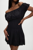 Sadie Embroidered Mini Dress Black