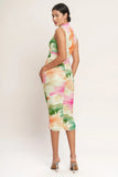 COLORFUL CONFIDENCE POWER MESH MIDI DRESS