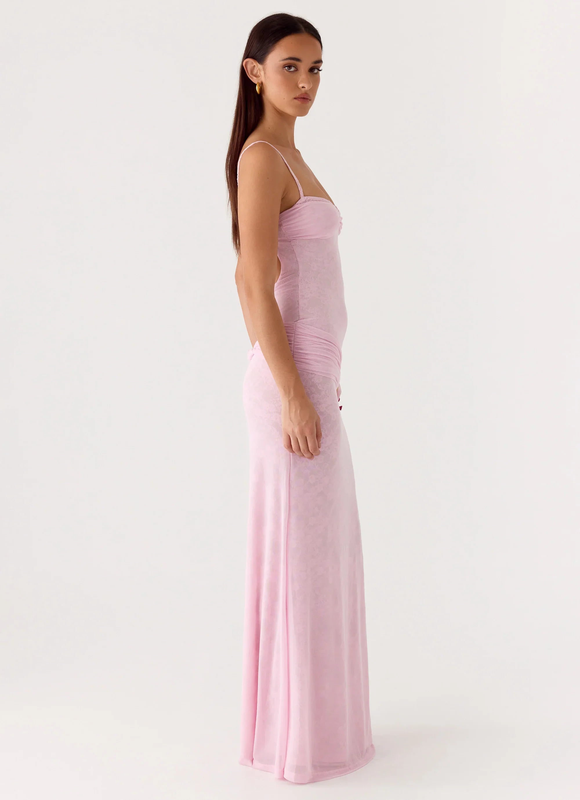 Natty Lace Mesh Maxi Dress Petal Pink