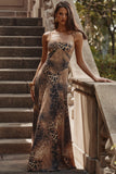 leopard hand beaded embellished maxi dress