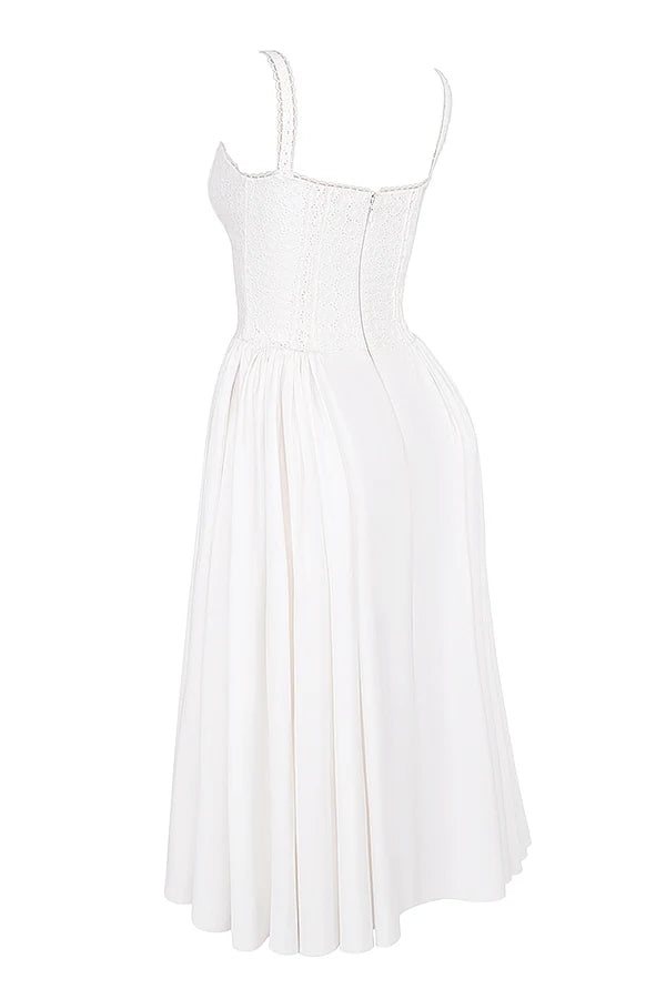 white broderie anglais cotton midi dress
