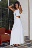 ROSSA CUT OUT HALTER MAXI DRESS WHITE
