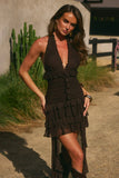 ANNELISE V NECK RUFFLE MAXI DRESS BITTER CHOCOLATE