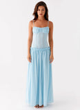 Jacinda Drop Waist Maxi Dress Blue