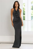 Lavish Luxuries Halter Maxi Dress Black