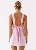 Keira Linen Micro Mini Dress Pink