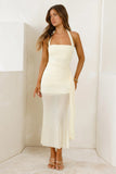Elevated Intention Mesh Halter Maxi Dress Yellow