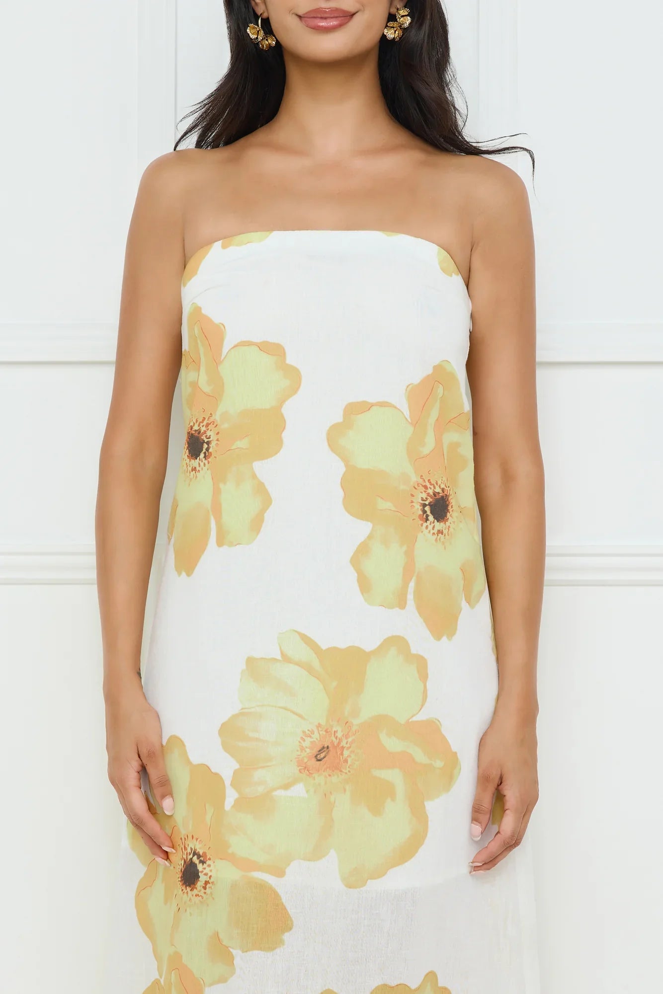 Sunlights Embrace Strapless Maxi Dress Yellow