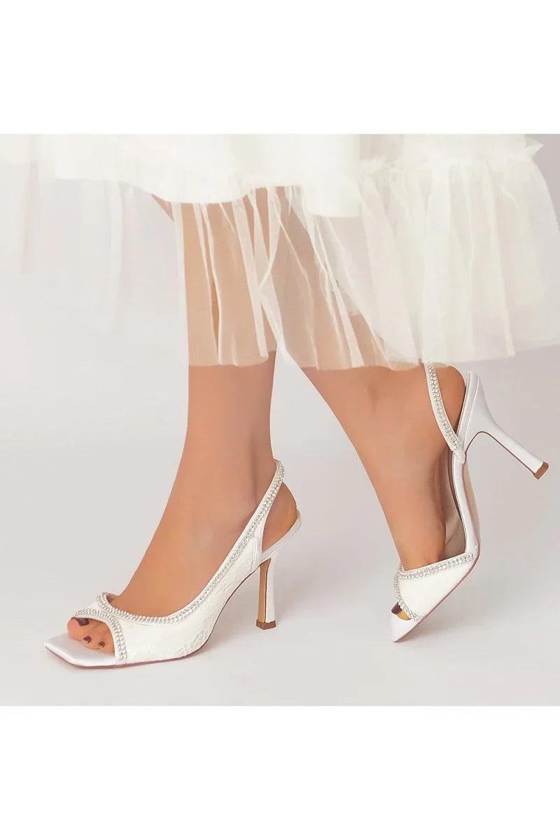 Square Open Toe Slingback Chunky Heels