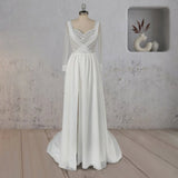 Mermaid Chiffon Long Sleeves Wedding Dress with Slit
