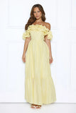 Magnetic Energy Off Shoulder Maxi Dress Yellow