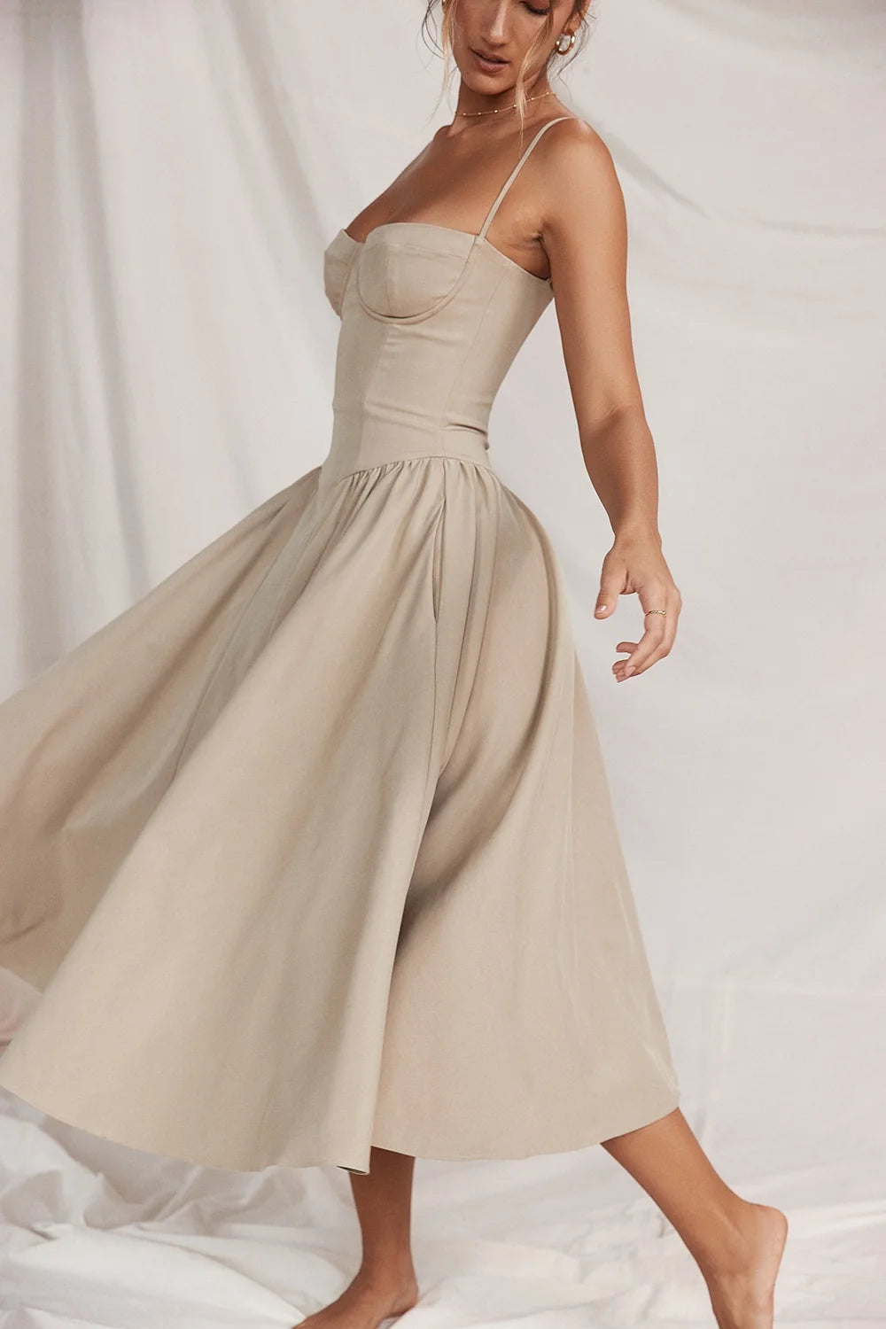 taupe corset sundress