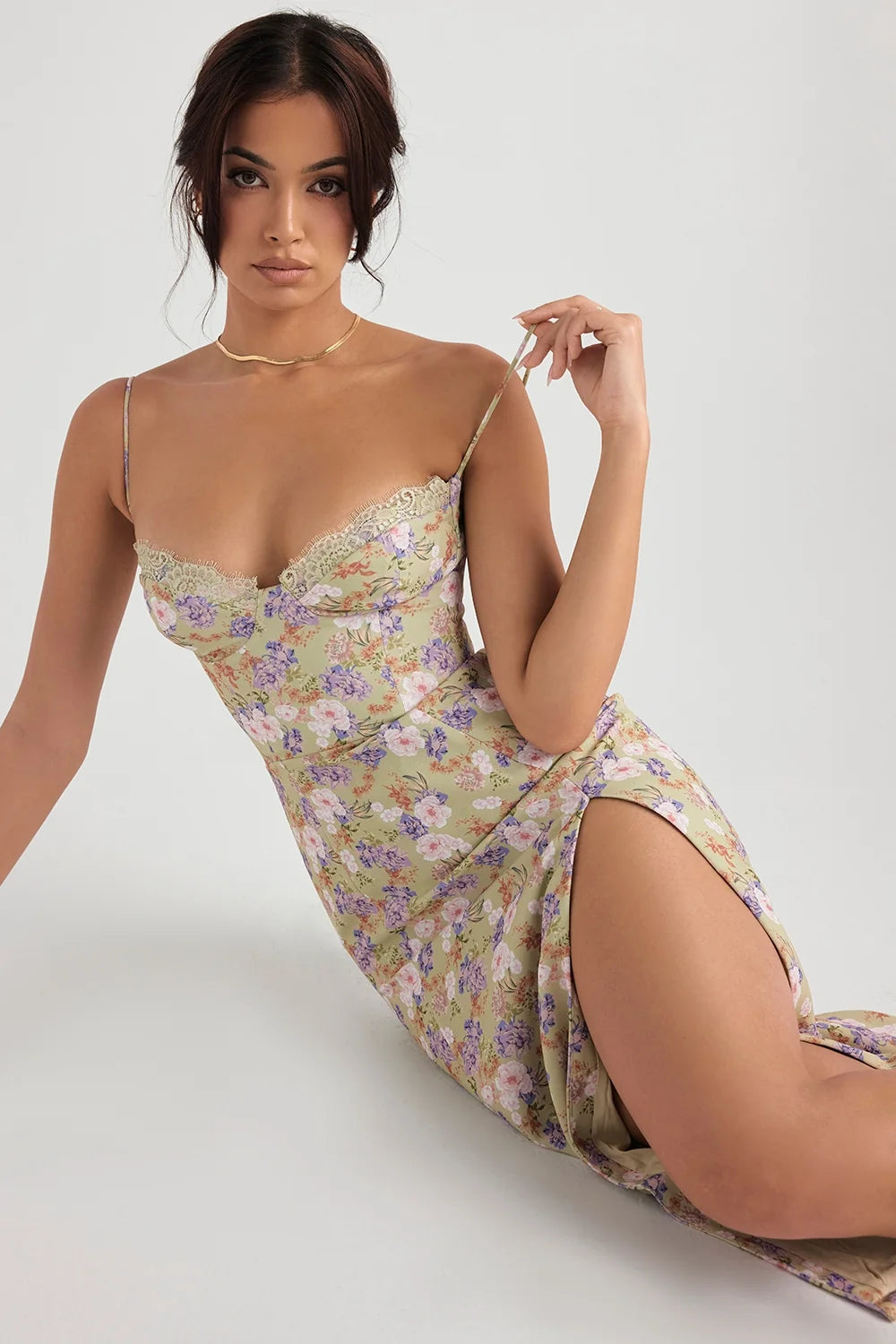 peony print midi sundress