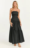 Cora Midi Dress Strapless Dress in Black