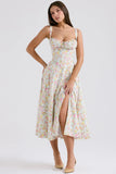 pale blue meadow print cotton bustier sundress