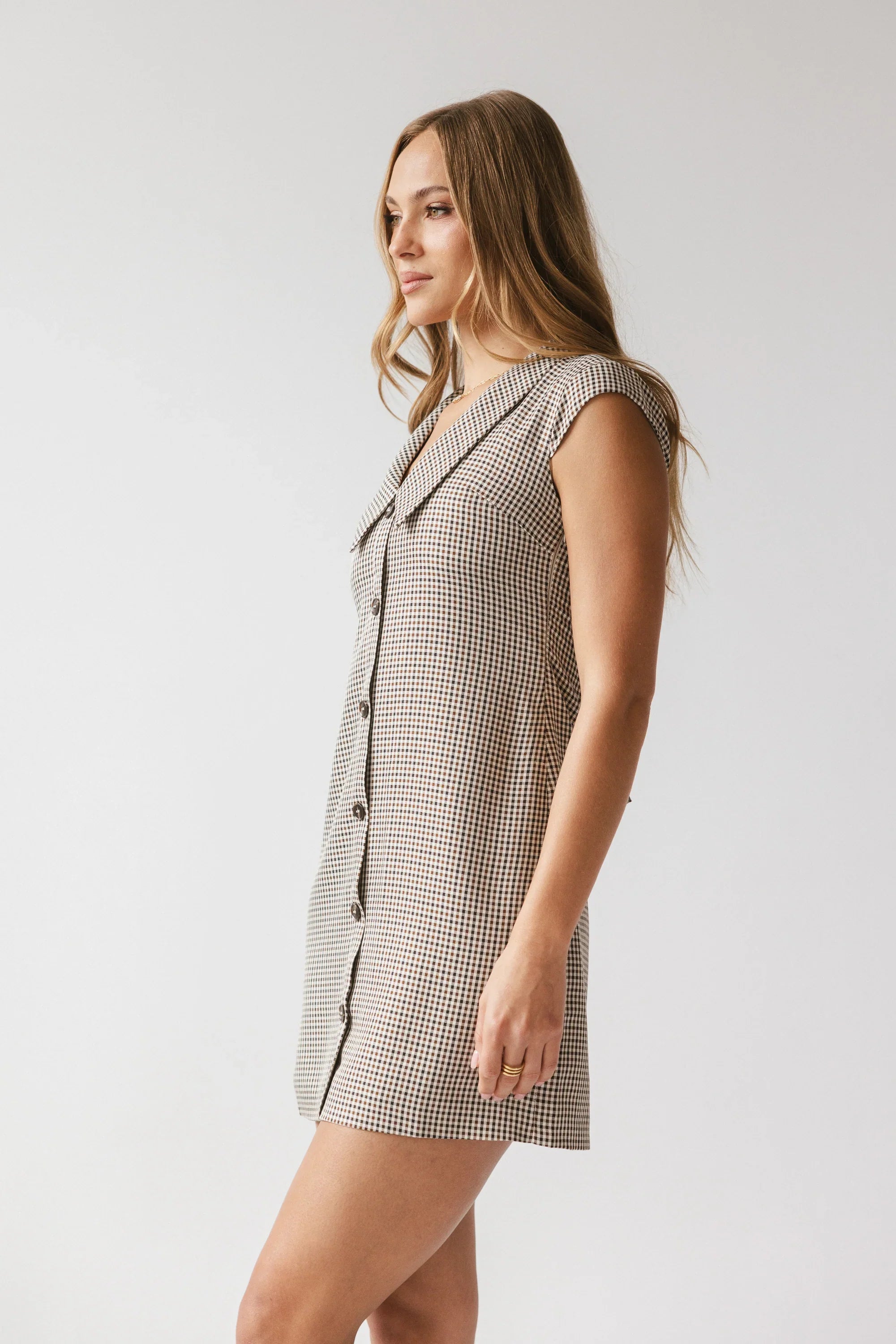 Mckenna Plaid Mini Dress in Burgundy