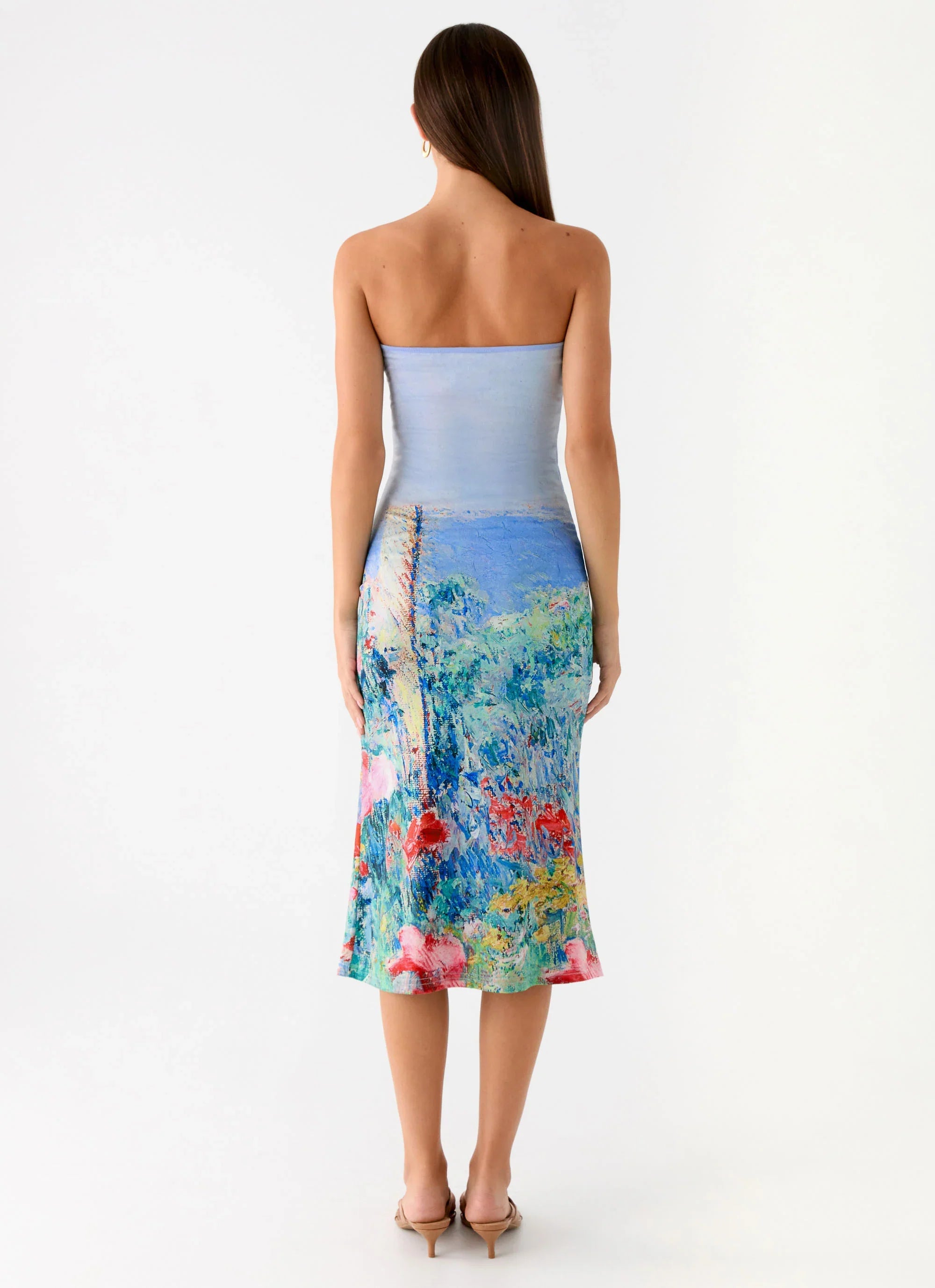 Niko Strapless Midi Dress Spring Garden