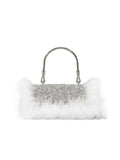 Womens Furry Rhionestones Evening Clutch Bags