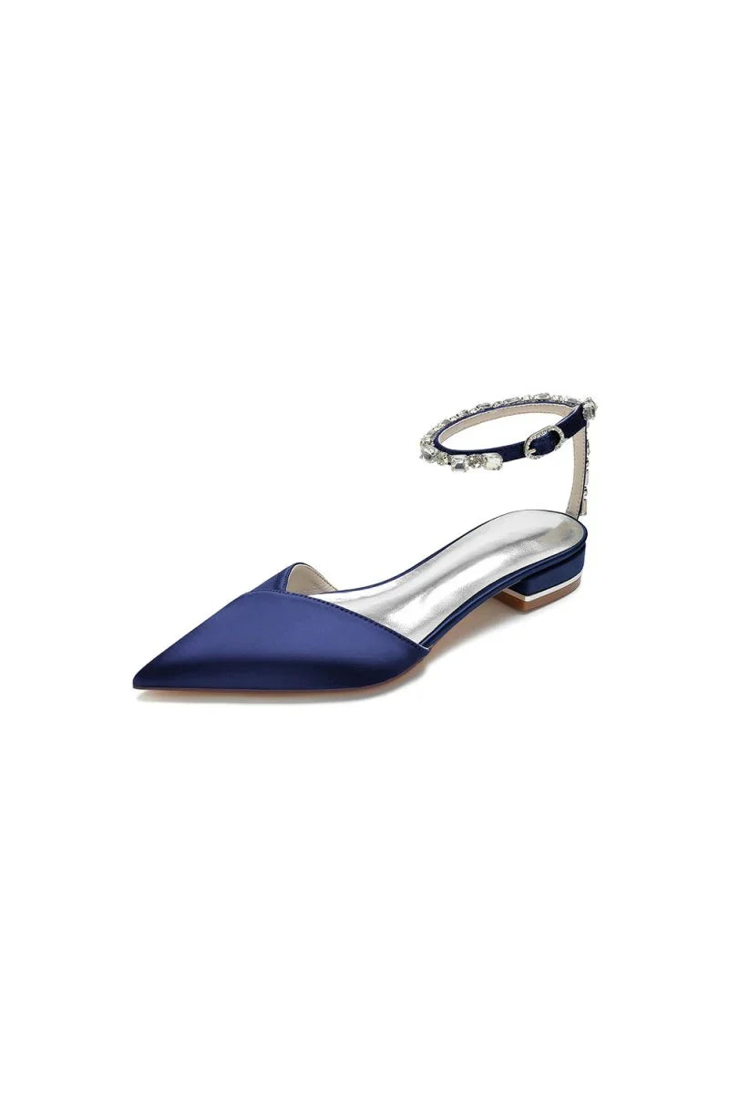 Rhinestone Strap Cocktail Pointed Toe Flats