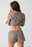 Farmhouse Striped Mini Short Ocean Stone