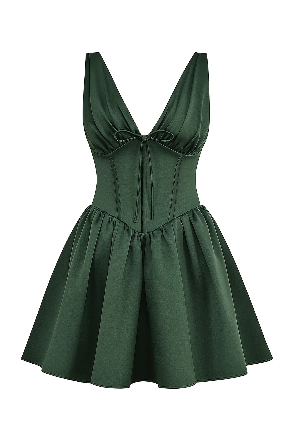 forest green satin mini dress